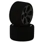 JACO JAC2715-B  Mint Jaco 1/12 Foam Front Tires Mounted On "Prism" Black Wheels (2)