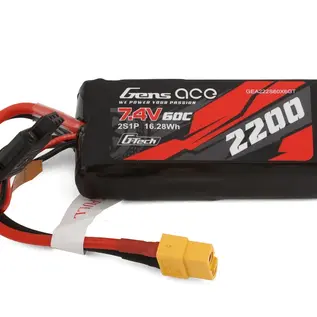 Gens Ace GEA222S60X6GT  Gens ace 2200mah 2S 60C 7.4V G-Tech Lipo Battery Pack with XT60 Plug