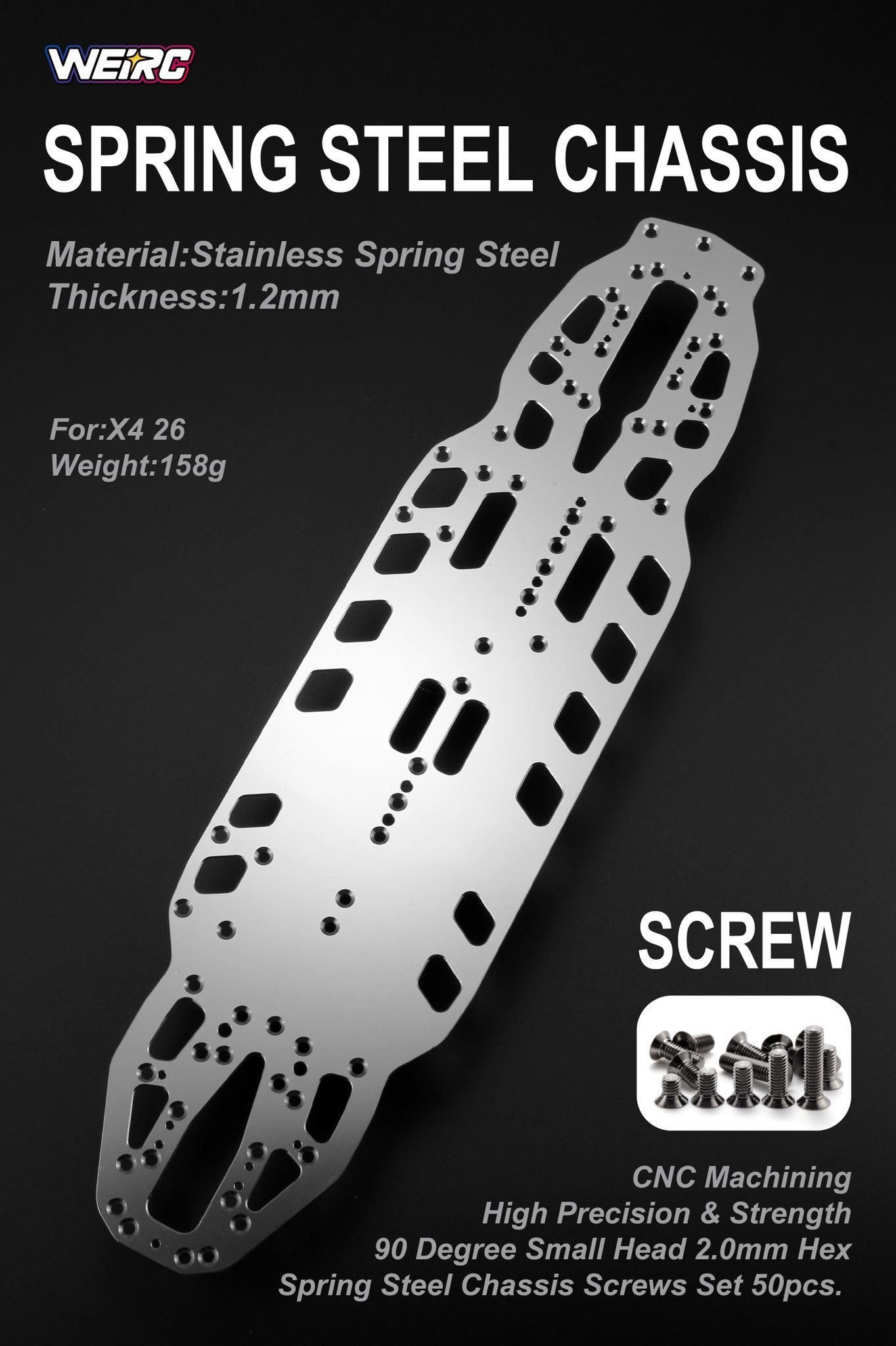 ピクシー Xray X4 26 1.2mmスチールシャーシセット WEI-SC-X426 WeiRC 1.2mm Steel Chassis for Xray X4 2026 (162g