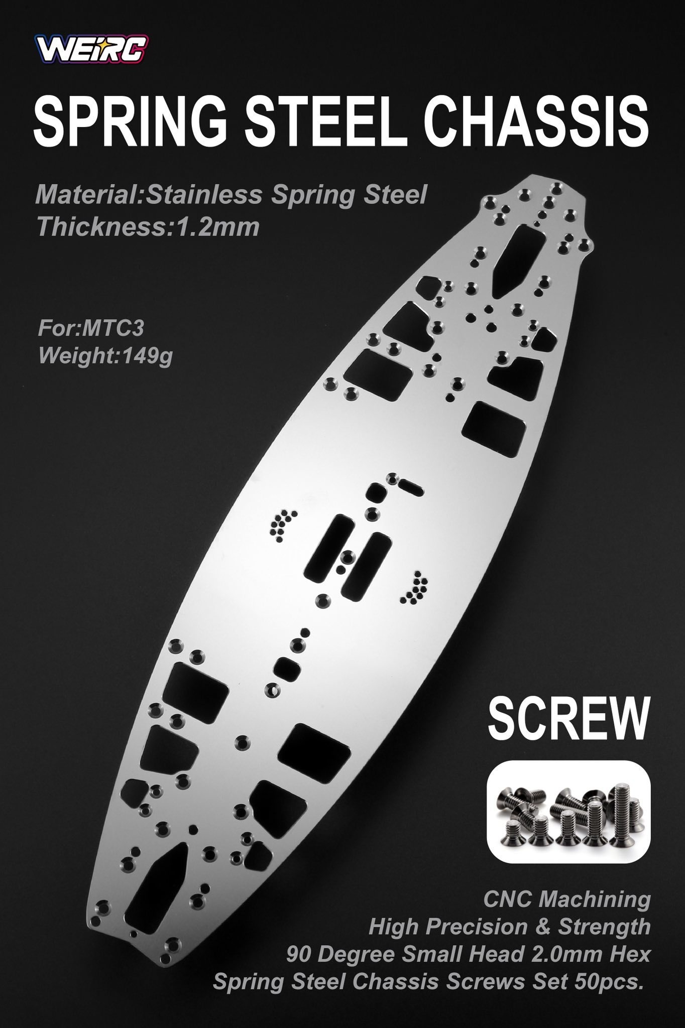 WEI-SCSET-XQ11R WeiRC 1.2mm Steel Chassis w/ Screws Set for XQ11R