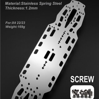 WeiRC WEI-SCSET-X422  WeiRC 1.2mm Steel Chassis w/ Screws Set for Xray X4 2022 & 2023