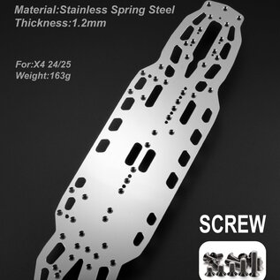 WeiRC WEI-SCSET-X425  WeiRC 1.2mm Steel Chassis w/ Screws Set for Xray X4 2025 (163g)