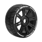 Louise RC LOULT3284SB  MFT GT-Shiv 1/8 GT Tires, 17mm Hex, Soft, Mounted on Black Spoke Rim, Front/Rear (2)