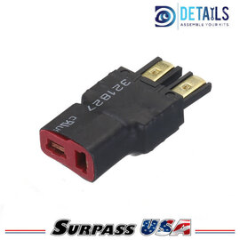 Surpass Hobby USA DTSPHB-10 Hobby Details T-Plug (Deans) Female to TRX Male Adapter for RC Lipo Batteries (1pc)