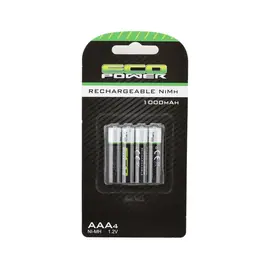Eco Power ECP-5063  High Power Rechargeable AAA NiMH Batteries (4) (1.2V/1000mAh) (Mini-Z)