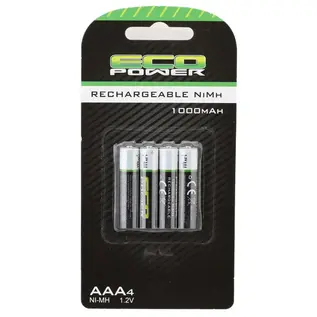 Eco Power ECP-5063  High Power Rechargeable AAA NiMH Batteries (4) (1.2V/1000mAh) (Mini-Z)