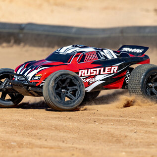 Traxxas TRA37254-8 REDX  Red  Rustler 2WD BL-2S Brushless RTR USB-C HD