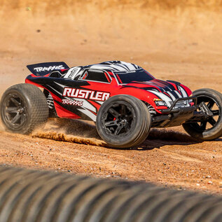 Traxxas TRA37254-8 REDX  Red  Rustler 2WD BL-2S Brushless RTR USB-C HD