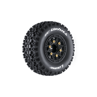 Louise RC LOULT3223SB SC-Uphill 1/10 Short Course Tires, Soft, 12, 14 & 17mm Removable Hex on Black Rim (2)