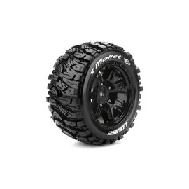 Louise RC LOULT3350BM  MFT X-Mallet Sport Monster Truck Tires, 24mm Hex, Mounted on Black Rim (2)