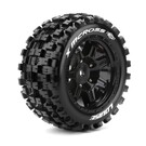 Louise RC LOULT3352BM  MFT X-Mcross Sport Monster Truck Tires, 24mm Hex, Mounted on Black Rim (2)