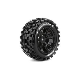 Louise RC LOULT3352BM  MFT X-Mcross Sport Monster Truck Tires, 24mm Hex, Mounted on Black Rim (2)