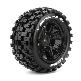 Louise RC LOULT3352BM  MFT X-Mcross Sport Monster Truck Tires, 24mm Hex, Mounted on Black Rim (2)
