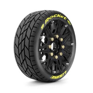 Louise RC LOULT3362SB  MFT B-Rocket Soft 1/8 Buggy Tires, 17mm Hex, 0" & 1/2" Offset, Mounted on Black Rims, (2)