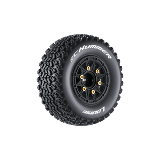 Louise RC LOULT3224SB  SC-Hummer 1/10 Short Course Tires, Soft, 12, 14 & 17mm Removable Hex on Black Rim (2)