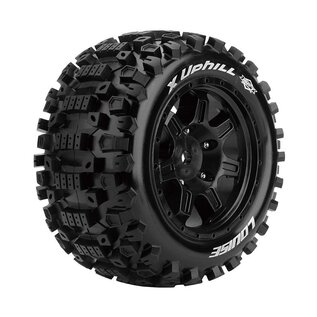 Louise RC LOULT3297BM  MFT X-Uphill Sport Monster Truck Tires, 24mm Hex, Mounted on Black Rim (2), fits Arrma Kraton 8S