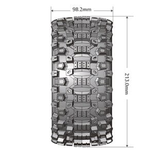 Louise RC LOULT3297BM  MFT X-Uphill Sport Monster Truck Tires, 24mm Hex, Mounted on Black Rim (2), fits Arrma Kraton 8S