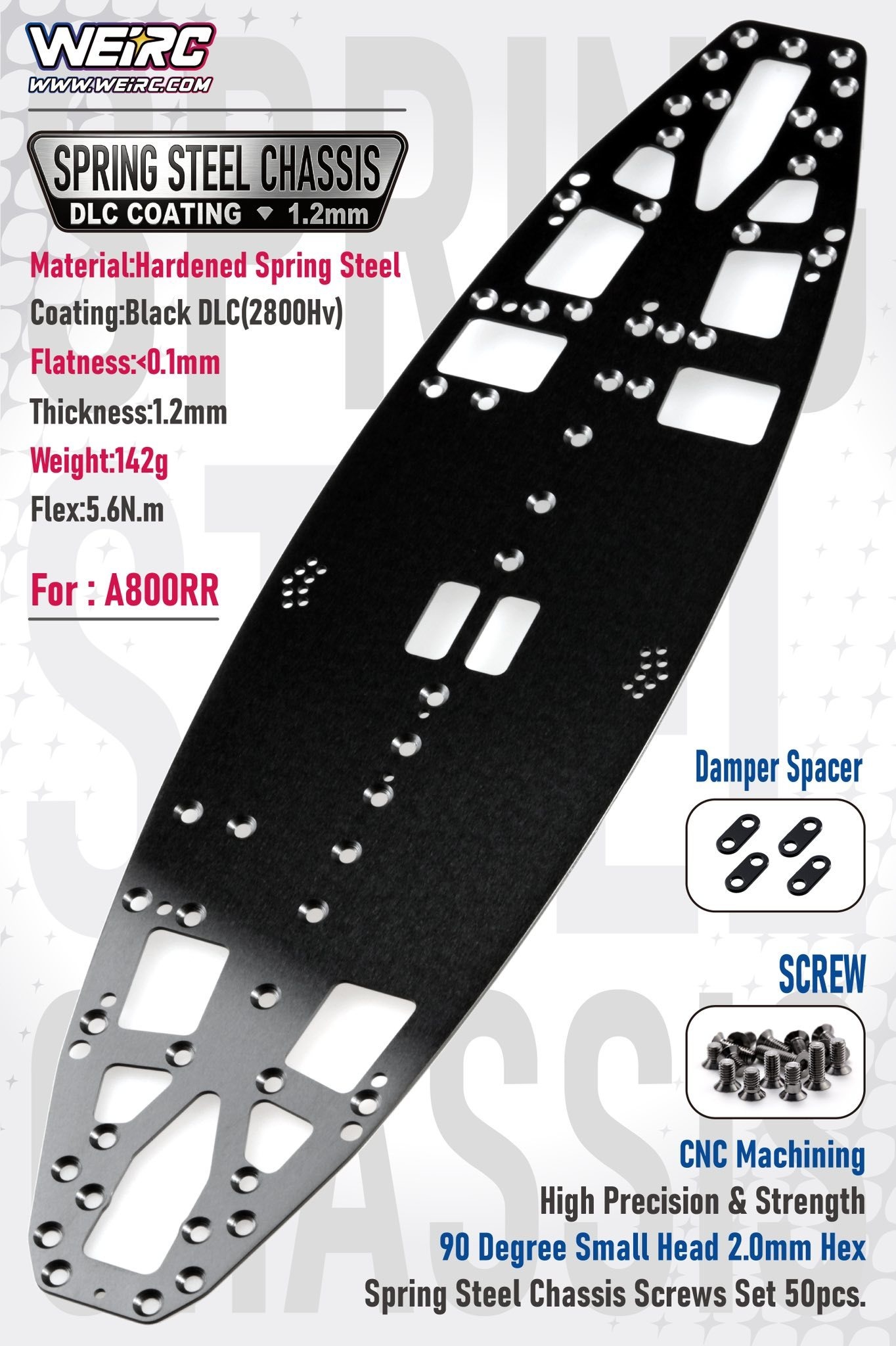 WEI-SCSET-MTC3 WeiRC 1.2mm Steel Chassis w/ Screws Set for Mugen