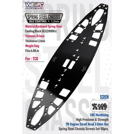 WeiRC WEI-DLCSCSET-TC8  WeiRC 1.2mm Spring Steel Chassis DLC Coating w/ Screws Set for Associated TC8