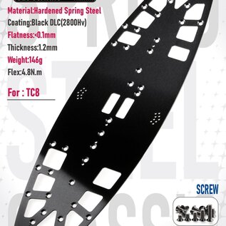 WeiRC WEI-DLCSCSET-TC8  WeiRC 1.2mm Spring Steel Chassis DLC Coating w/ Screws Set for Associated TC8