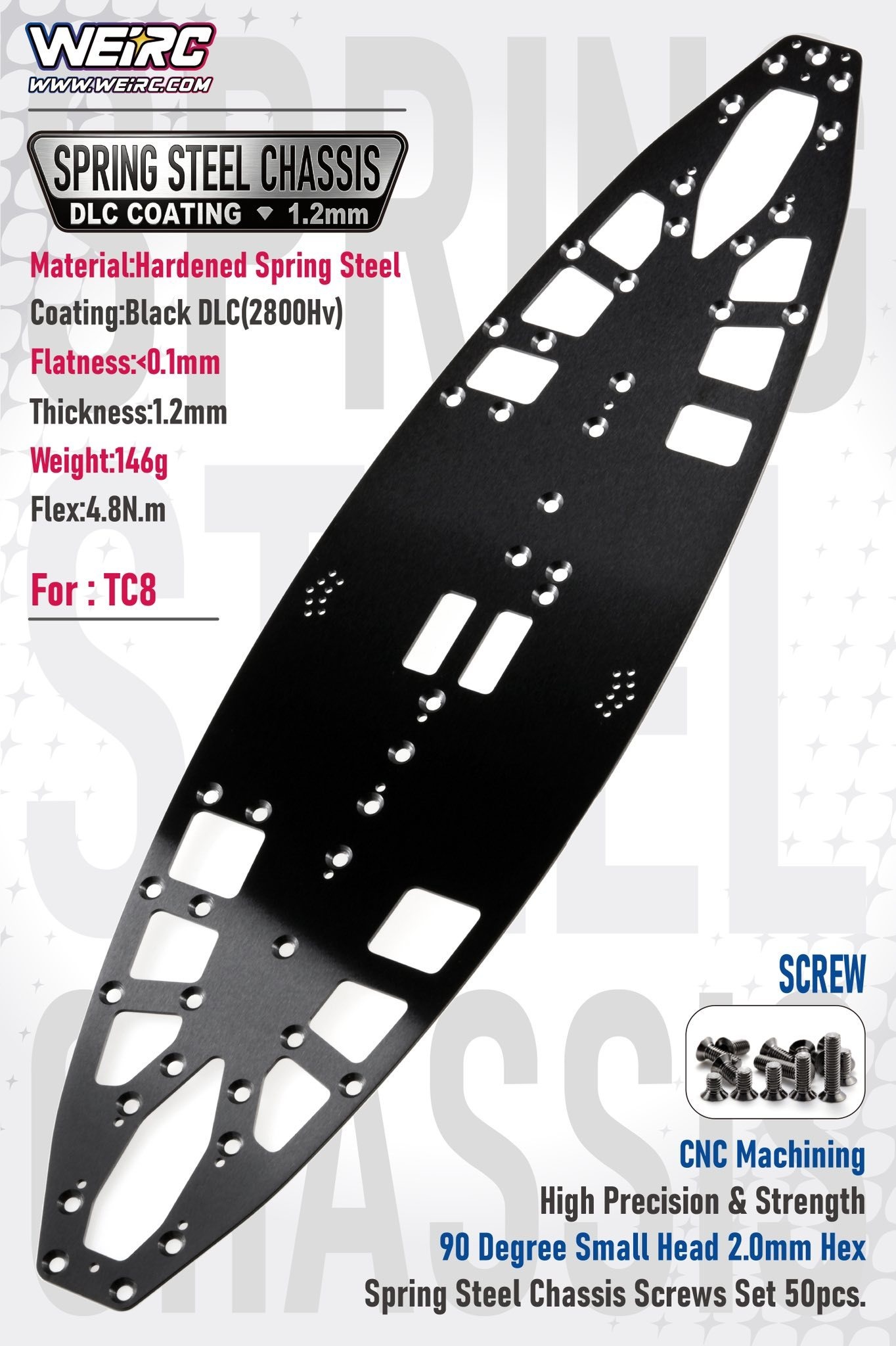WEI-SCSET-MTC3 WeiRC 1.2mm Steel Chassis w/ Screws Set for Mugen