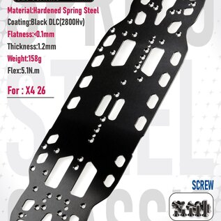 WeiRC WEI-DLCSCSET-X426  WeiRC 1.2mm Spring Steel Chassis DLC Coating w/ Screws Set for Xray X4 2026 (158g)