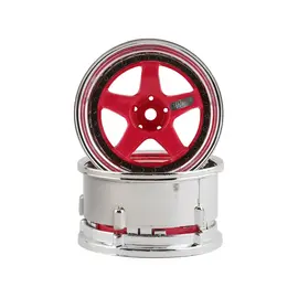 DS Racing DSC-DE-024  Drift Element 5 Spoke Drift Wheels (Pink Face/Chrome Lip/Black Rivets) (Adjustable Offset) w/12mm Hex