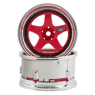 DS Racing DSC-DE-024  Drift Element 5 Spoke Drift Wheels (Pink Face/Chrome Lip/Black Rivets) (Adjustable Offset) w/12mm Hex