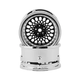 DS Racing DSC-DE-312  Element Mesh 1/10 Drift Wheels (Black w/Chrome Lip) (2) (Adjustable Offset) w/12mm Hex