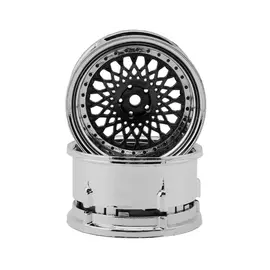DS Racing DSC-DE-320  Element Mesh 1/10 Drift Wheels (Gunmetal w/Chrome Lip & Black Rivets) (2) (Adjustable Offset) w/12mm Hex
