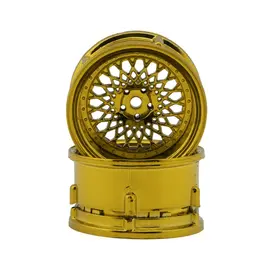 DS Racing DSC-DE-331  Element Mesh 1/10 Drift Wheels (Gold Chrome) (2) (Adjustable Offset) w/12mm Hex