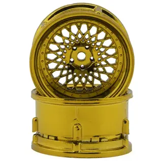 DS Racing DSC-DE-331  Element Mesh 1/10 Drift Wheels (Gold Chrome) (2) (Adjustable Offset) w/12mm Hex