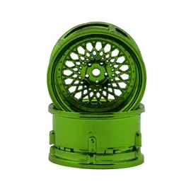 DS Racing DSC-DE-332  Element Mesh 1/10 Drift Wheels (Green Chrome) (2) (Adjustable Offset) w/12mm Hex