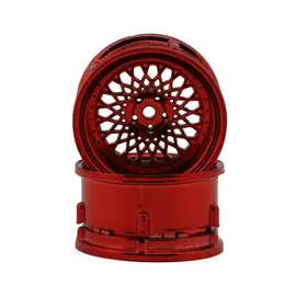 DS Racing DSC-DE-333  Element Mesh 1/10 Drift Wheels (Red Chrome) (2) (Adjustable Offset) w/12mm Hex
