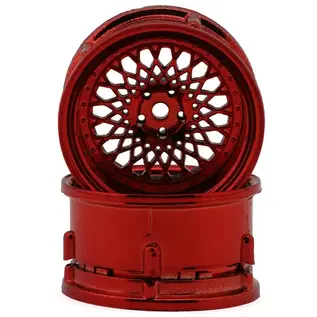 DS Racing DSC-DE-333  Element Mesh 1/10 Drift Wheels (Red Chrome) (2) (Adjustable Offset) w/12mm Hex
