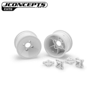 J Concepts JCO3479W  White RC10 Mono 2.0" Vintage Buggy Rear Wheels (2)