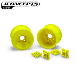 J Concepts JCO3479Y  Yellow RC10 Mono 2.0" Vintage Buggy Rear Wheels (2)
