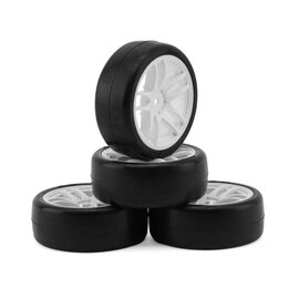 SWEEP SWP2728421 P  10th TC QTS28 Green Dot Tire Set.  #2407 Work White Spoke Rim(4)