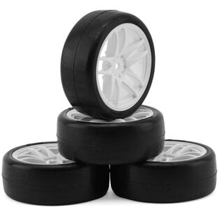 SWEEP SWP2728421 P  10th TC QTS28 Green Dot Tire Set.  #2407 Work White Spoke Rim(4)