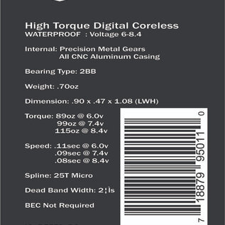Reefs SEHREEFS25  99 Micro High Torque High Speed Micro Servo 0.08/115 @ 8.4V