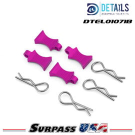 Hobby Details DTEL01071B Hobby Details Pro Aluminum Easy Pull 1/10 & 1/8 Body Clips (Pink) (4pcs)