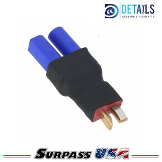 Hobby Details DTSPHB-07 Hobby Details EC5 Female to T-Plug (Deans) Male Adapter for RC Lipo Batteries (1pc)