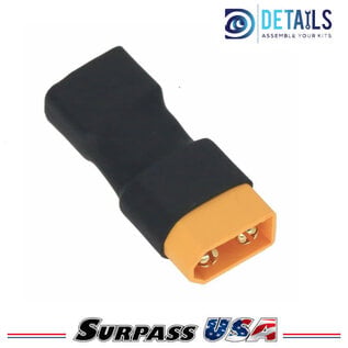 Hobby Details DTSPHB-02  Hobby Details T-Plug (Deans) Female to XT60 Male Adapter for RC Lipo Batteries (1pc)