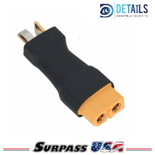 Hobby Details DTSPHB-01 Hobby Details T-Plug (Deans) Male to XT60 Female Adapter for RC Lipo Batteries (1pc)