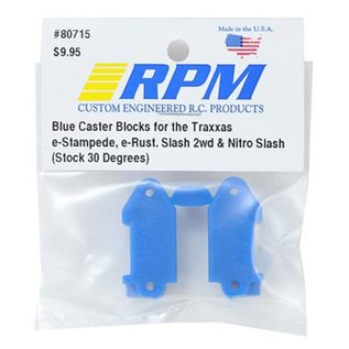 RPM R/C Products RPM80715 Blue Front Caster Blocks (Slash 2wd, Nitro Slash, e-Rustler & e-Stampede 2wd)