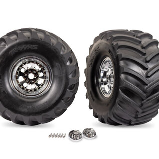 Traxxas TRA7696    Chrome X-Monster Wheels w/ Terra Groove Tires (2) for X-MAXX