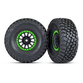 Traxxas TRA8474-GRN  Method Black & Green Race Wheels w/ BFG Tires (2)