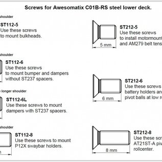 Awesomatix A800-ST212-5 M3X5mm Screw Low Head x4  ( 3 X 5 mm )