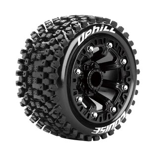 Louise RC LOULT3279SB  ST-Uphill 1/16 Stadium Truck Tires, Soft, Mounted on Black Spoke Rim, Front/Rear (2)
