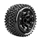 Louise RC LOULT3279SB  ST-Uphill 1/16 Stadium Truck Tires, Soft, Mounted on Black Spoke Rim, Front/Rear (2)